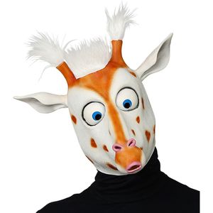Verr&#252;ckte Giraffenmaske Afrika Tiermaske Erwachsene Wei&#223;-Braun