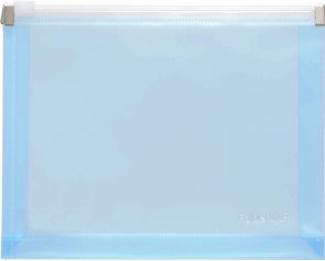 Gleitverschlusstasche A3 PP Falte 30mm blau transluzent
