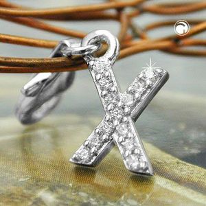 Anh&#228;nger 11x6mm Charm Buchstabe X mit Zirkonias gl&#228;nzend rhodiniert Silber 925