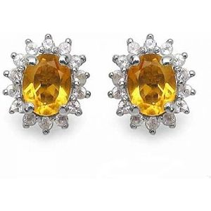 Filigrane Citrin Wei&#223;topas Ohrringe Ohrstecker-0,98 Karat-30 Edelsteine