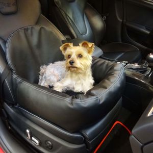 Extra pflegeleichter Hunde Leder Look Autositz - Verst&#228;rkter Autositz f&#252;r kleine und mittlere Hunde - hochwertiger und wasserfester Hundeautositz f&#252;r den Beifahrersitz im Auto (L-Gr&#246;&#223;e, Schwarz) inkl. Gurt Honda Civic VI Fastback