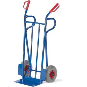 Rollcart Sackkarre -962- mit R&#252;ckwand aus Flachstahl 1200mm hoch Schaufelbreite 400mm Luftbereifung