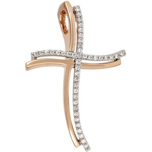 Anh&#228;nger Kreuz 585 Gold Wei&#223;gold Rotgold bicolor 42 Diamanten Brillanten