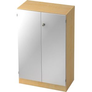 b&#252;m&#246; office Aktenschrank abschlie&#223;bar, B&#252;roschrank klein aus FSC-Holz, 80cm breit in Ahorn Silber - abschlie&#223;barer Schrank, B&#252;roschrank abschlie&#223;bar, B&#252;ro M&#246;bel Schrank System