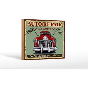 Holzschild Retro 18x12cm Auto repair full Service