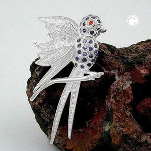 Anh&#228;nger 44x26mm Vogel mit lila Steinen 925