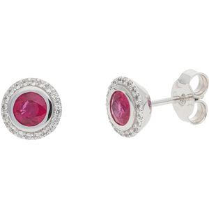 JuwelmaLux Ohrstecker 333 Wei&#223;gold mit Rubin und Zirkonia JL24-06-0095