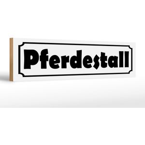 Holzschild Hinweis 46x10 cm Pferdestall wei&#223;es Schild