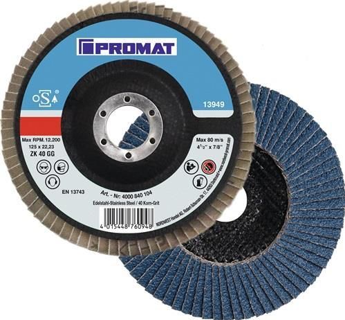 PROMAT F&#228;cherscheibe Kehlnaht D.125mm K.40 kon.INOX ZK