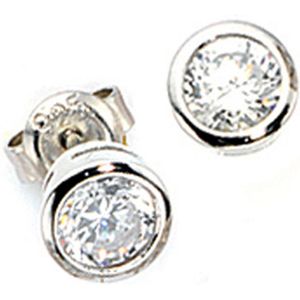 JOBO""29910""Ohrstecker rund 925 Sterling Silber rhodiniert 2 Zirkonia Ohrringe