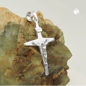 Anh&#228;nger 25x17mm Kreuz mit Jesus gl&#228;nzend Silber 925