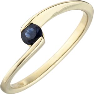 Gr. 52 - Damen Ring 333 Gold Gelbgold 1 blauer Safir Goldring