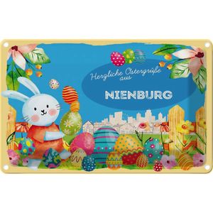 vianmo Blechschild 18x12cm Ostergr&#252;&#223;e Nienburg Deko Geschenk