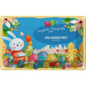 vianmo Blechschild 18x12cm Ostergr&#252;&#223;e Frankfurt Am Main Deko Geschenk