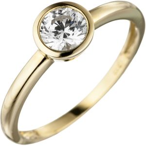 Gr. 58 - Damen Ring 333 Gold Gelbgold 1 Zirkonia Goldring