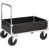 Kongamek Kastenwagen, verzinkt 1000x700x900mm mit Ladefl&#228;che, Schiebegriff und 4 W&#228;nden 400mm hoch mit Gummibereifung und Bremse