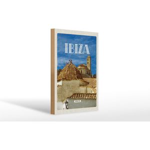 Holzschild Reise 20x30cm Retro Ibiza Spain Altstadt Urlaub