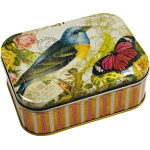 rechteckige kleine Minidose - Motiv Vogel &amp; Schmetterling