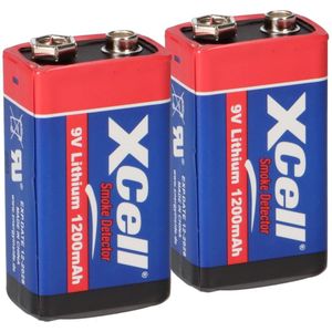 2x XCell Lithium 9V Block Hochleistungs- Batterien f&#252;r Rauchmelder Feuermelder - 10 Jahre Batterie Lebensdauer