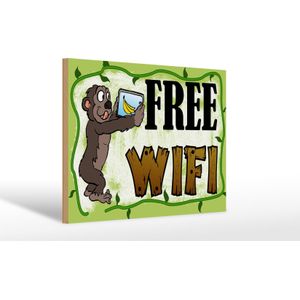 Holzschild Hinweis 30x20cm Free WiFi Internet