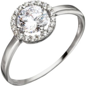 Gr. 54 - Damen Ring 333 Gold Wei&#223;gold 21 Zirkonia Wei&#223;goldring