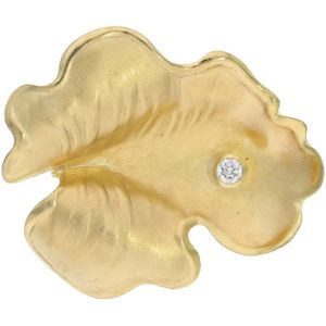 Goldene Brosche Second Hand mit Zirkonia Gold 333 25324363 getragen