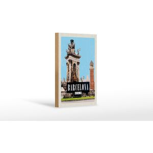 Holzschild Reise 12x18 cm Barcelona Spanien Architektur Bild