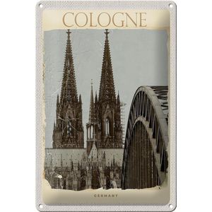 Blechschild Reise 20x30cm K&#246;lner Dom Mittelalter schwarz wei&#223;