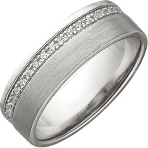 Gr. 56 - Damen Ring 925 Sterling Silber matt mit Zirkonia rundum Silberring