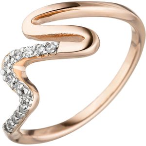 Gr. 58 - Damen Ring 925 Sterling Silber rotgold vergoldet 13 Zirkonia