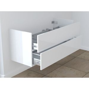Waschtisch-Unterschrank Subway 2.0 130cm, Doppel-WT m o Griff, Lack u. Holzoptik (mit Designgriff chrom Holzoptik EICHE schwarz)