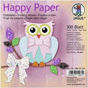 Faltbl&#228;tter Happy Paper 80g qm 15x15cm 8 Designs VE=300 Blatt