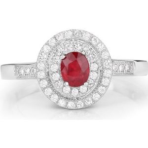 Zirkonia Ring rot wei&#223;- 925 Sterling Silber Rhodiniert-45 Steine (Ringgr&#246;&#223;e: 60 (19,0 mm))