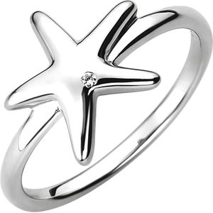Gr. 50 - Damen Ring Seestern 925 Sterling Silber 1 Zirkonia Silberring