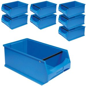 8x Sichtstapelbox""PROFI"" mit Griffstange, LxBxH 500x300x200 mm, Inhalt: 21 Liter, blau