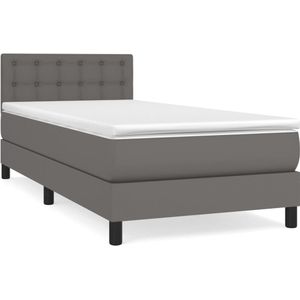 vidaXL Boxspringbett mit Matratze Grau 90x200 cm Kunstleder1389803