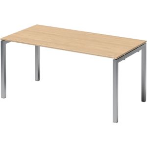 Bisley Cito h&#246;henverstellbarer Schreibtisch 160x80 cm, Tischplatte in Ahorn, Gestell in Silber - PC Tisch f&#252;r's B&#252;ro manuell h&#246;henverstellbar, Computertisch verstellbar