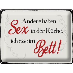 Blechschild Spruch 40x30cm Sex in der K&#252;che Bett Schild