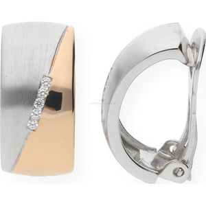 JuwelmaLux Clip-Creolen 925 Silber Zirkonia Roségold plattiert JL20-06-0209
