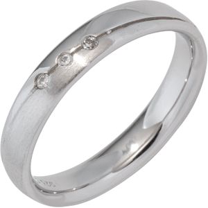 Gr. 52 - Partner Ring 925 Sterling Silber rhodiniert mattiert 3 Zirkonia Silberring
