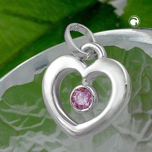 Anh&#228;nger 17x16mm Herz Zirkonia pink Silber 925