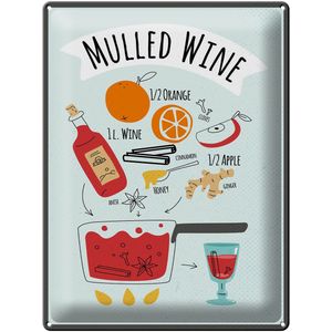 Blechschild Rezept Mulled Wine Orange Wine Anise 30x40cm