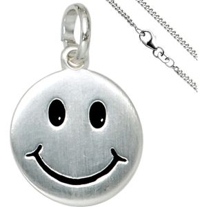 Kinder Anh&#228;nger L&#228;chelndes Gesicht 925 Silber Kinderanh&#228;nger mit Kette 42 cm