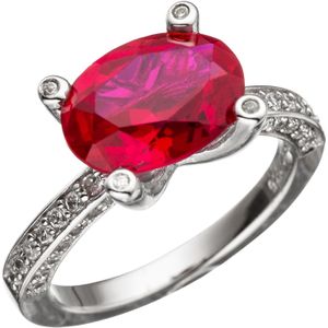 Gr. 56 - Damen Ring 925 Sterling Silber mit Zirkonia rot und wei&#223; Silberring