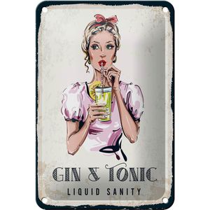 Blechschild Alkohol Gin &amp; Tonic Liquid Sanity 12x18cm
