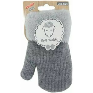 Kinder F&#228;ustlinge » Winter Teddy Handschuhe | Kinderhandschuhe weich gef&#252;ttert | Strickhandschuhe warm - Grau
