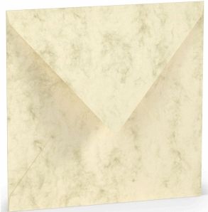 Briefumschlag 16,4x16,4cm Nassklebung Seidenfutter Chamois Marmora