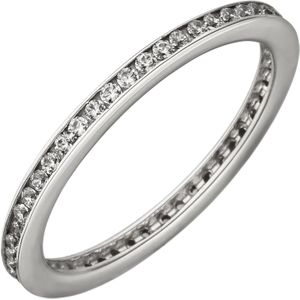 Gr. 54 - Damen Ring schmal 925 Sterling Silber mit Zirkonia rundum Silberring
