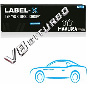 LABEL-X V8 Biturbo Schriftzug 3D Emblem Chrom G63 S63 SL63 CL63 C63 CLS63 AMG