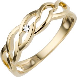 Gr. 58 - Damen Ring 585 Gold Gelbgold 1 Diamant Brillant 0,02ct.